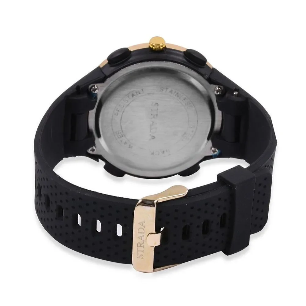 STRADA Watch with Black Silicone Band